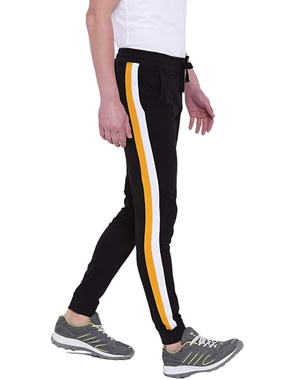 black and yellow joggers mens