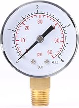 Hilitand Pressure Gauge 0-60psi 0-4bar 1/4" NPT Bottom Mount Metal Case view 5