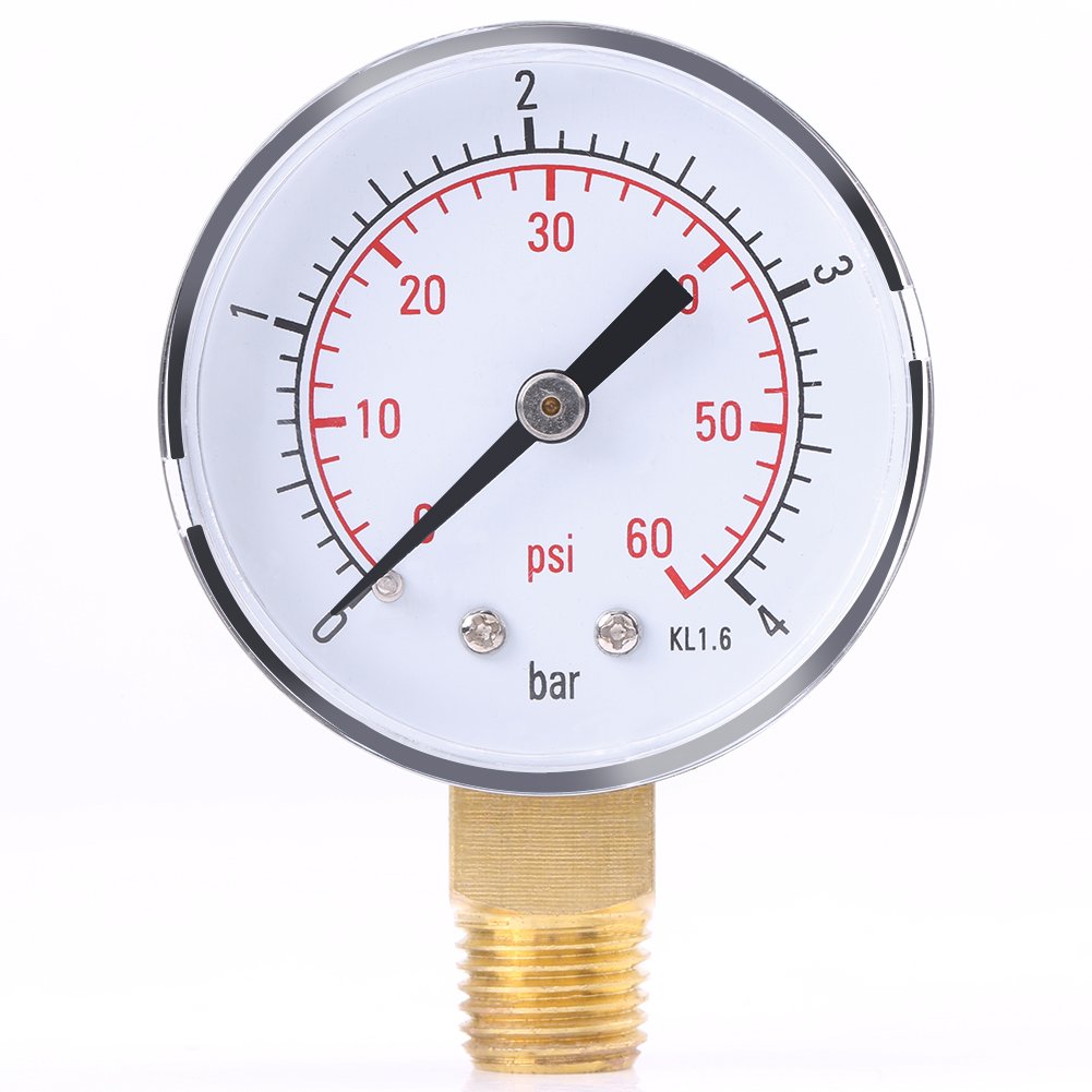 Vikye Mini Pressure Gauge 0-60psi/0-4bar NPT 1/4" Side Mount for Air, Water, Oil & Other Non-Corrosive Materials