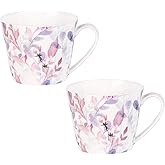 KAMMAK Bone China Mugs 16 oz Coffee Mugs with Handle, Tea Cup Set of 2 Porcelain Espresso Mug Fine Ceramic Tea Cups Large Demitasse Mug for Cappuccino, Latte, Coco, Americano