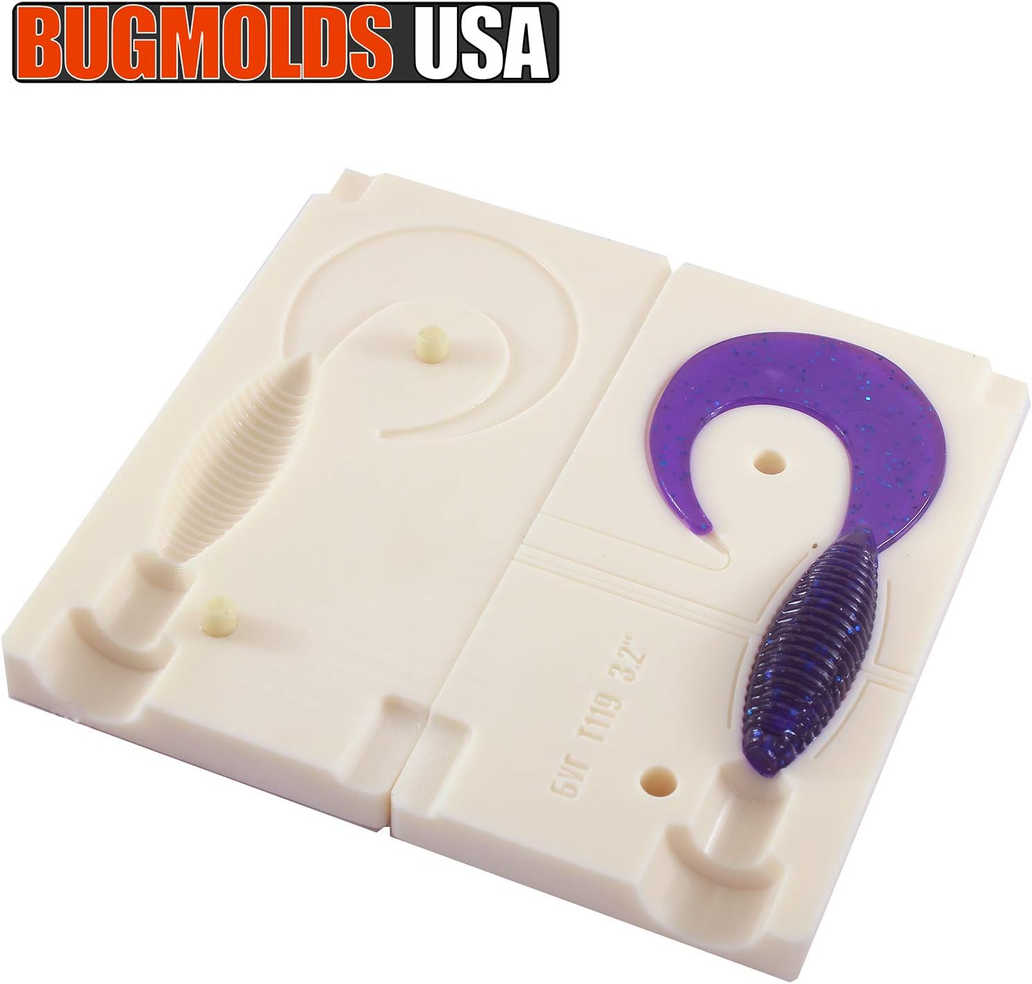 Bugmolds USA Soft Plastic Lure Curly Tail Grub Mold 3.2