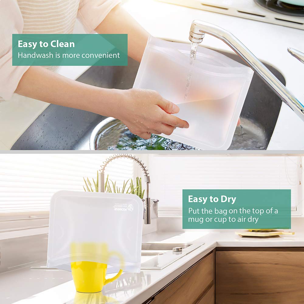 Reusable Sandwich Bags, Kollea 12 Pack Freezer Ziplock Bags (6 Reusable Sandwich Bags & 6 Reusable Snack Bags), Extra Thick BPA Free Lunch Bags Leakproof Storage Bags for Food & Home Organization