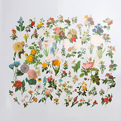 Molshine Flower Stickers Pack(279Pcs) Various Special Shaped Retro Sticker Decals for Personalize Laptops, Skateboards, Luggage, Cars, Bumpers, Bikes, Bicycles, Books