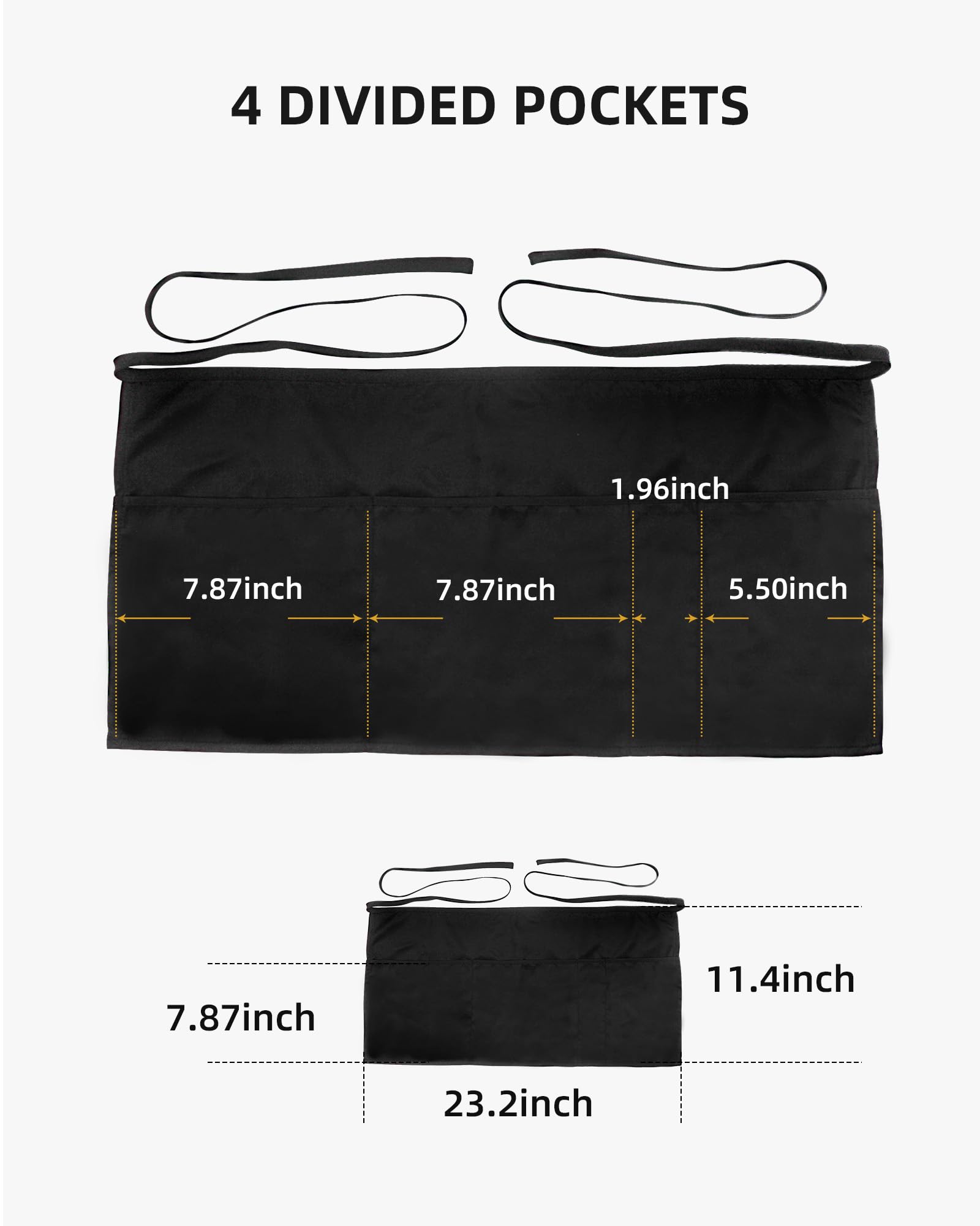 Xeoxarel Aprons with 4 Pockets (Available in 3 Pack / 7 Pack) 23.5'' X 11.5''