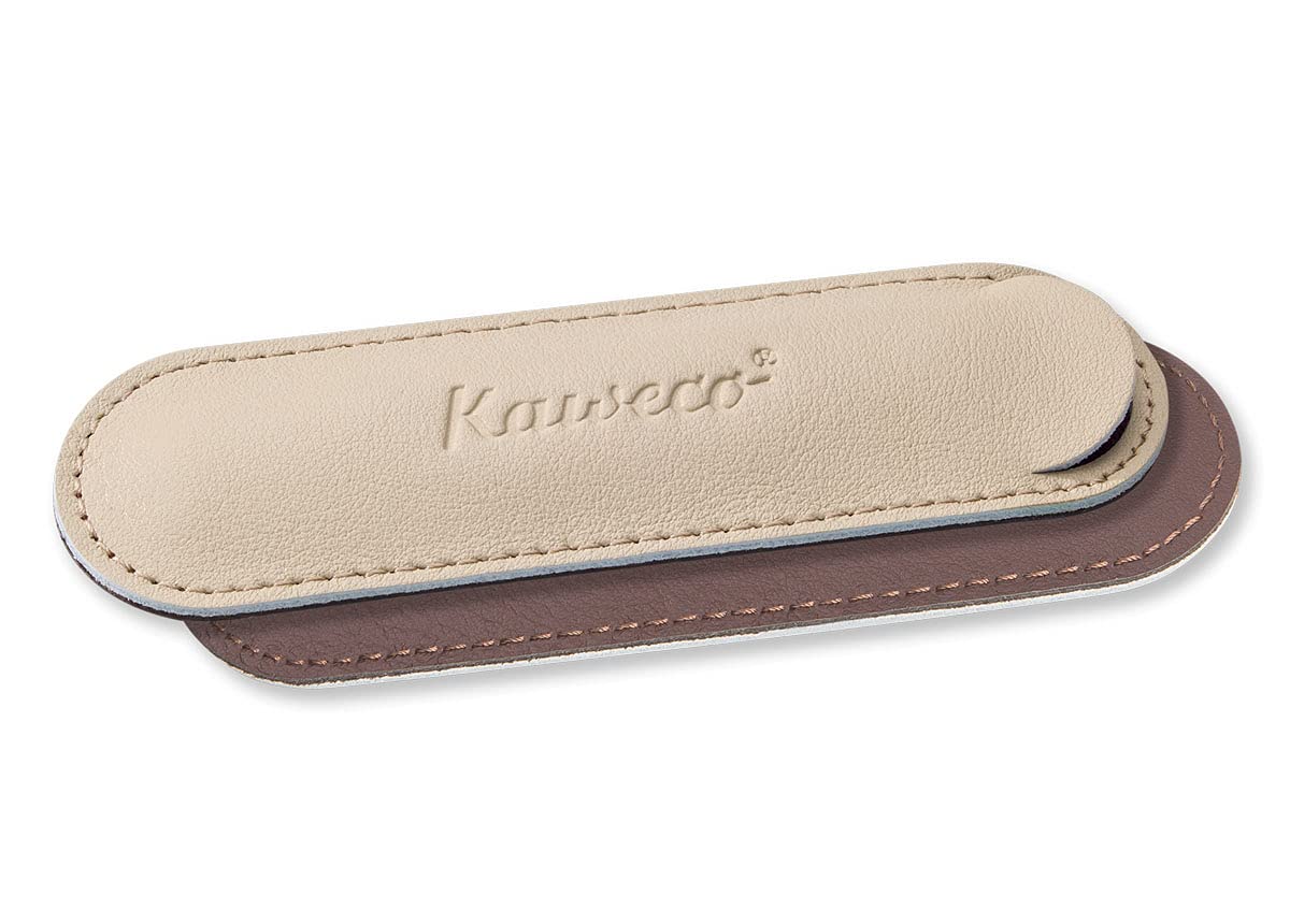 Kaweco Eco Leather 1 Pen Pouch Sport Creamy Espresso I Pen Case Suitable for The Sport Series I Writing Case Made of Genuine Leather with Beautiful Embossing I Chic & Classic I Pen Case 12 x 3.5 cm
