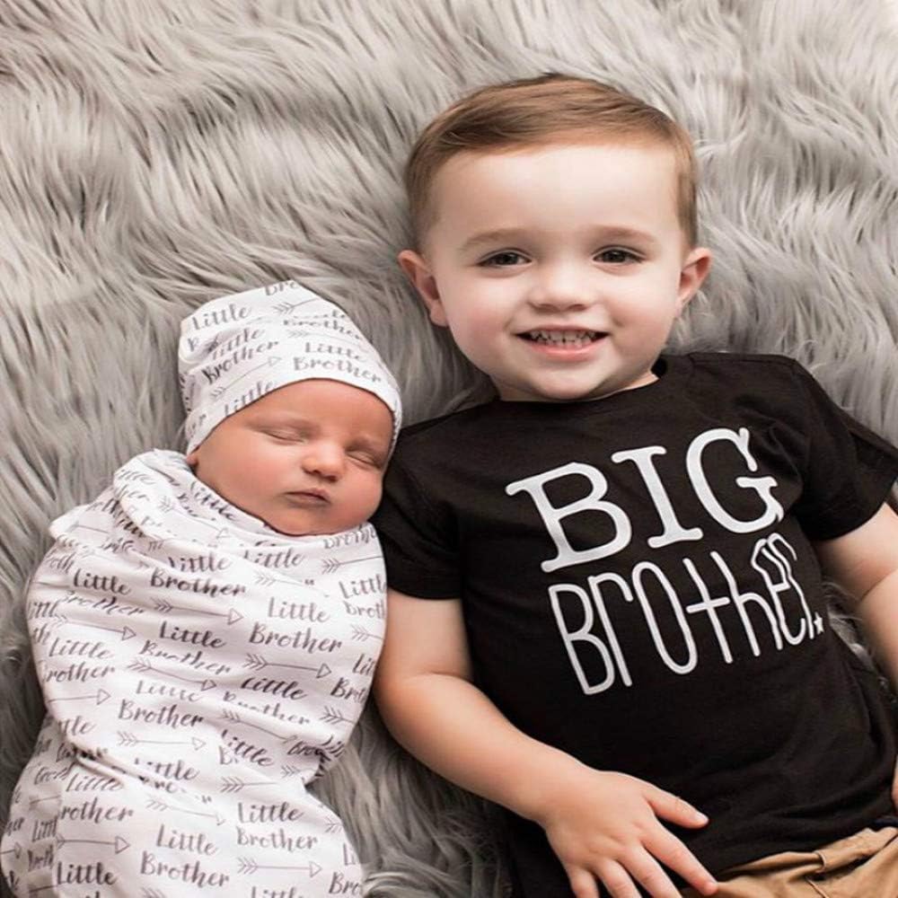 Hixixi Newborn Baby Swaddle Wraps Swaddle Cocoon Bag and Hat Value Set for Infant Boy or Girl Personalized Baby Gifts (Little Brother)