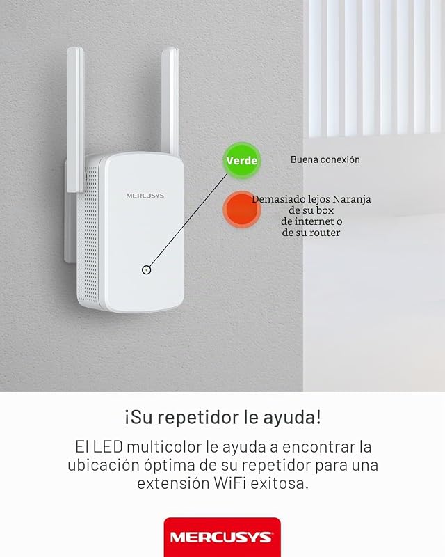 ME12-Repetidor WiFi 4, 300M, 2.4GHz, 2 Antenas Externas,Plug&Play