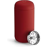 Fellow Carter Move 12oz Ceramic-Lined Travel Mug with Lid - Leak-Proof Vacuum Insulated Coffee Tumbler, No Metal Taste, 12hr Hot/24hr Cold, Slim, Fits Cup Holders, Splash Guard, BPA-Free, Red