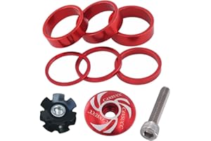 Saipe 9PCS Aluminium Alloy Bicycle Headset Spacer 1-1/8 inch 28.6mm Bicycle Front Fork Stem Spacers Kit