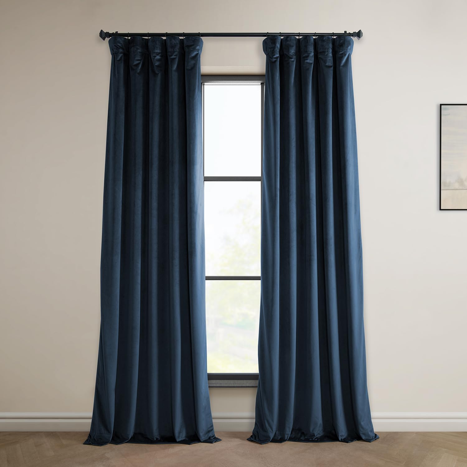 HPD Half Price Drapes Heritage Plush Velvet 84 Inches Long Darkening Curtains for Bedroom & Living Room 50W x 84L, (1 Panel), Eternal Blue, 50" W x 84" L (Pack of 1) — image 1