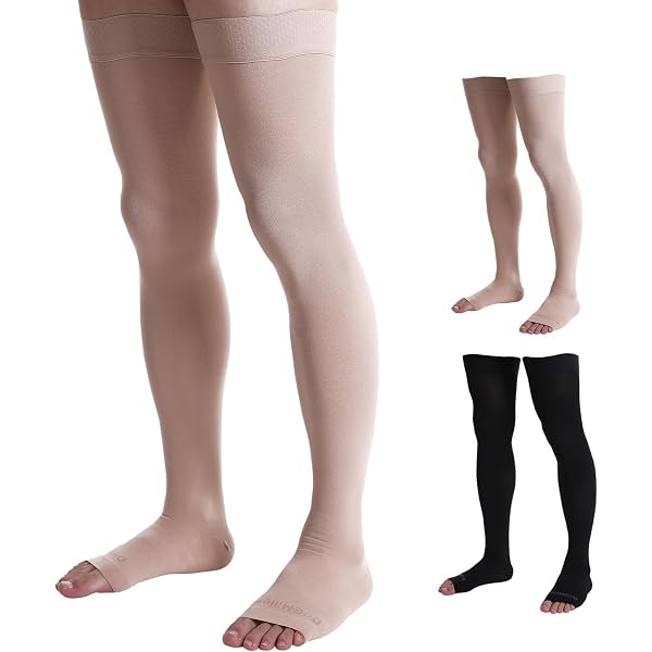 Therafirm Thigh High Compression Stockings - 15-20mmHg, Silicone Dot Band, Black, Size XL, Mild Support - View #5
