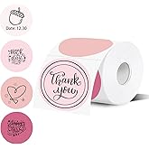 3 Inch Thermal Label,Pink Round Thermal Printer Label,Waterproof Thermal Stickers for DIY Logo Design,Name Tag,Thanks Card 300 Labels/Roll (Pink)