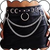 REETAN Black Leather Waist Chain Belt Punk Fashion Rave Accessories for Women