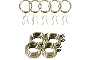 LEONTOOL 30 Pieces Metal Drapery Curtain Rings Curtain Hanging Rings and 40 Pieces Metal Curtain Hooks Drapery Hook Pins 30mm