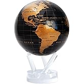 MOVA Self Rotating Globe, Jet Black and Gold Signature (6") | solar powered globe, no batteries or cords, gift for geography lovers, premium kinetic display, office desk decor