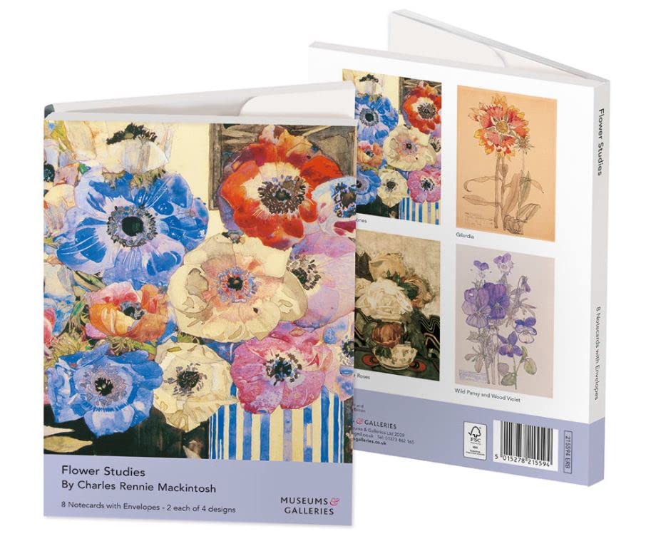 Museums and Galleries Marketing. Classics 178 x 127mm Flower Studies Designed Note Card Wallet with Envelope (Pack of 8)
