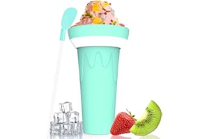LATIBELL Slushy Cup, Frozen Magic Cup,Slushie Maker Cup, Slushie Cup Maker Squeeze Cool Stuff Double Layer Silicone Slushy Maker Cup Summer Cooling Cup with Straw and Spoon Beach Glass