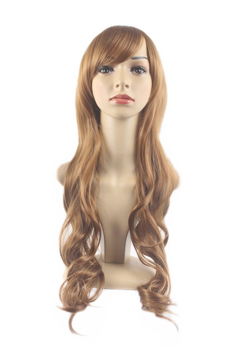 Xiaoyu 21"68(cm) Fashion Oblique Bangs Women Long Curly Hair - Blonde