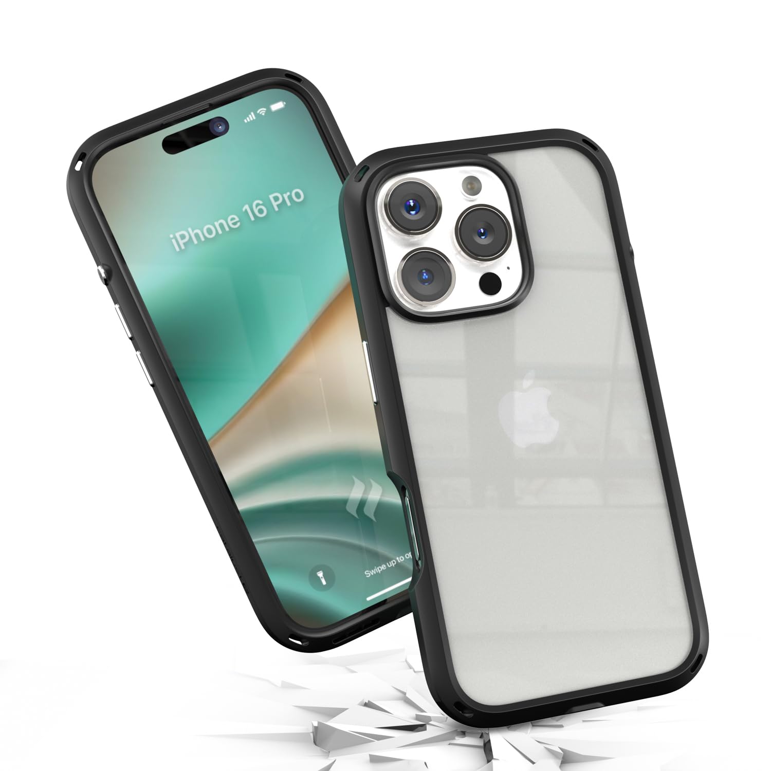 Catalyst Influence Case for iPhone 16 Pro, 2.5X Higher Drop Proof, Non-Slip Frosted Edges and Crystal Clear Back, Raised Edges Protection, 30% Louder Forward Audio, Lanyard Included