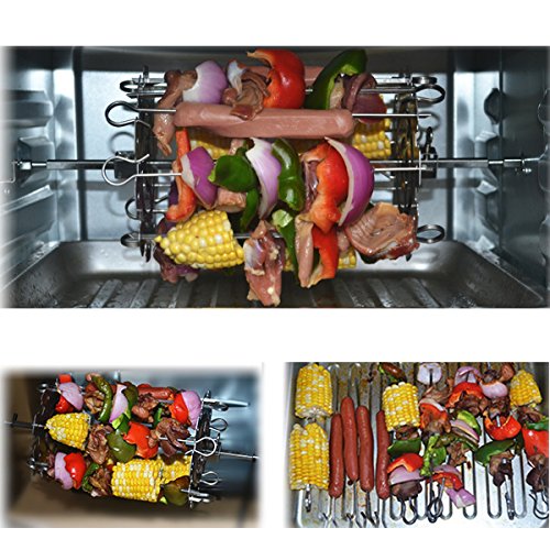 Winnerbe BBQ Steel Metal Roaster Rotisserie Skewers Needle Cage Oven Kebab Maker Grill