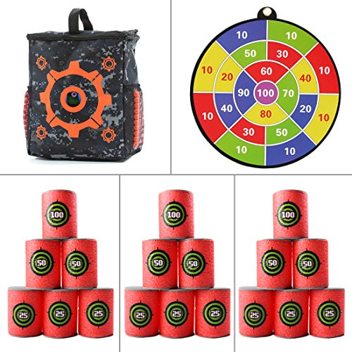 Fcoson Soft Bullet Target Set Portable Target Pouch Storage Bag Dart Board for Nerf N Strike Blaster