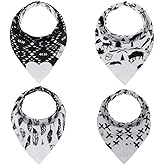 Pickle & Olive Reversible Baby Teething Bibs - Attached Heart Shaped Teether - Monochrome - Set of 2