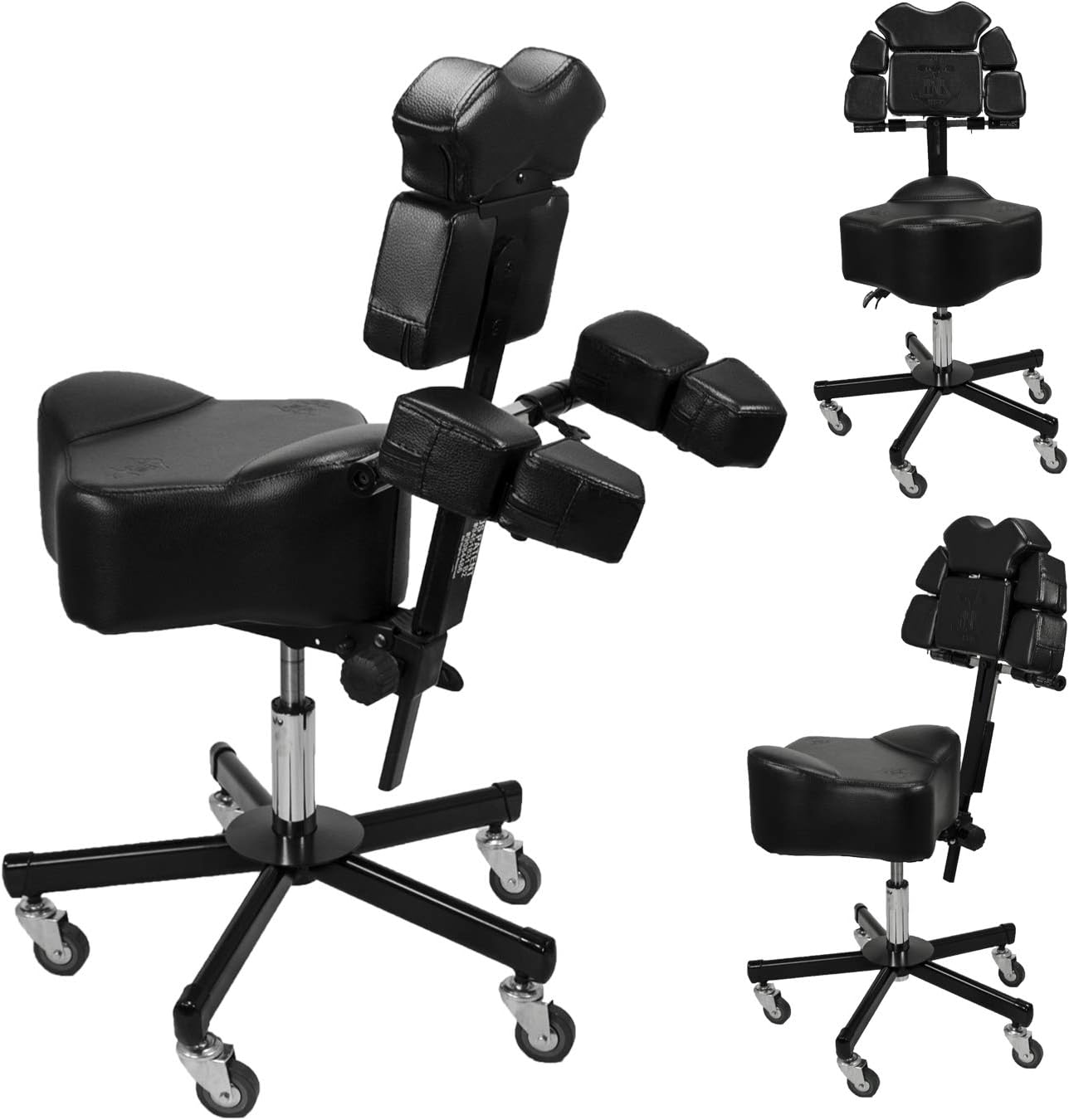 InkBed Patented Adjustable Ergonomic Chair Stool Chest Back Rest Support Tattoo Studio Equipment (Black)