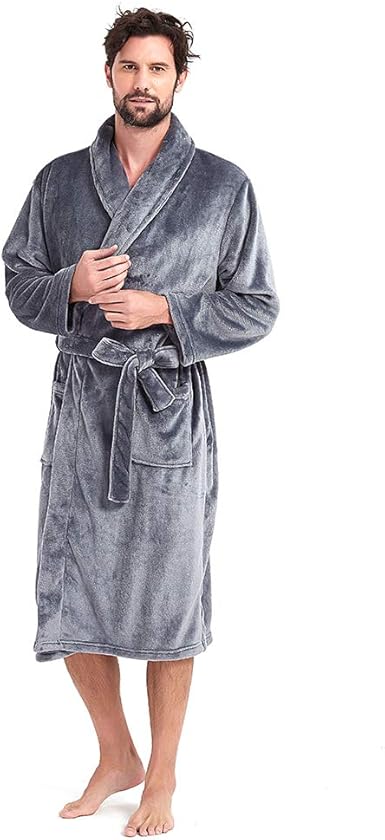 men's plush hooded bathrobe