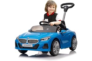 Voupou Push Ride-on Car for Toddlers 1-5, Licensed BMW Z4 Toddler Push Car with Adjustable Push Rod,Horn,Music,Silent Wheel, Push Car for Baby Birthday Gift (Blue)