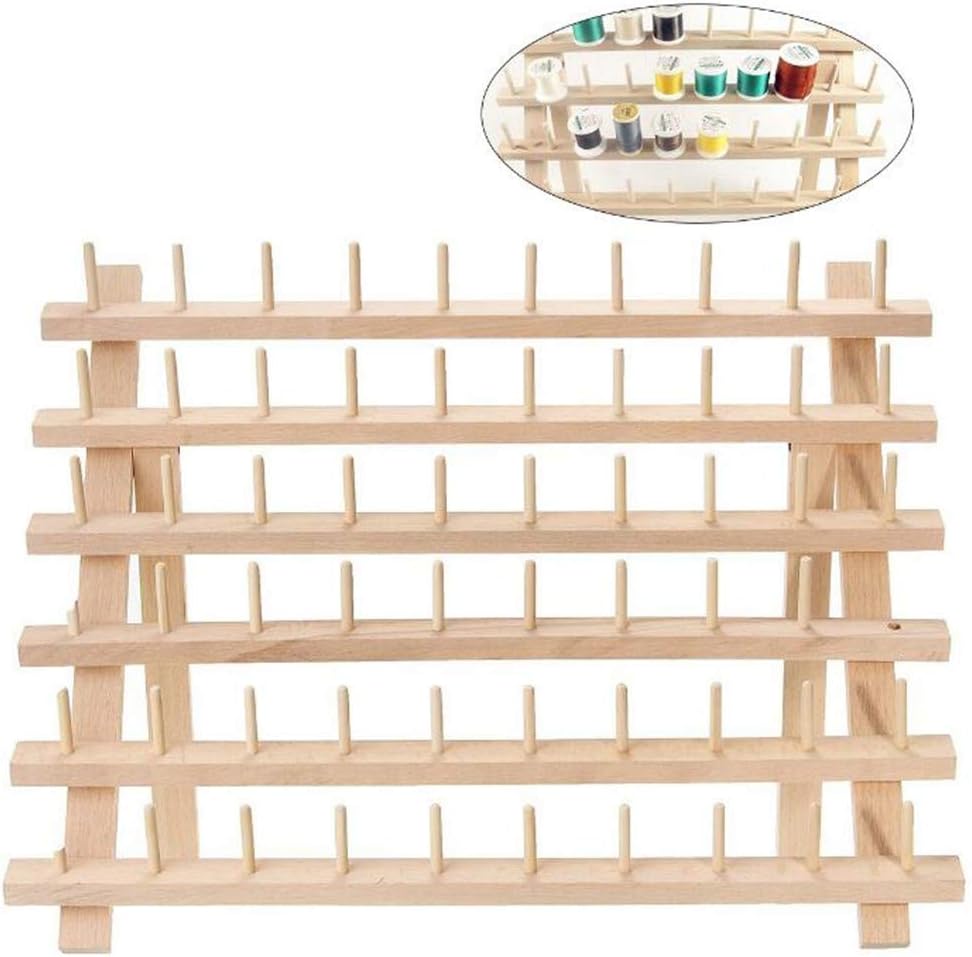 Organizador De Hilos De Madera Para Pared - 60 Carretes, Ideal Para Costura Y Bordado (40x30cm)