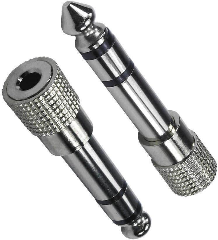rhinocables 3.5mm Jack Socket to 6.35mm 1/4" Stereo Jack Plug Adapter Nickel Metal Audio Converter Small to Big