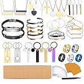Mroy mio 104 PCS DIY Laser Engraving Kit, 13 Types Stainless Steel Blank Jewelry Making Set for Personalized Gifts, Heart Necklace, Ring, Bracelet for Couples, Friends, Beginners