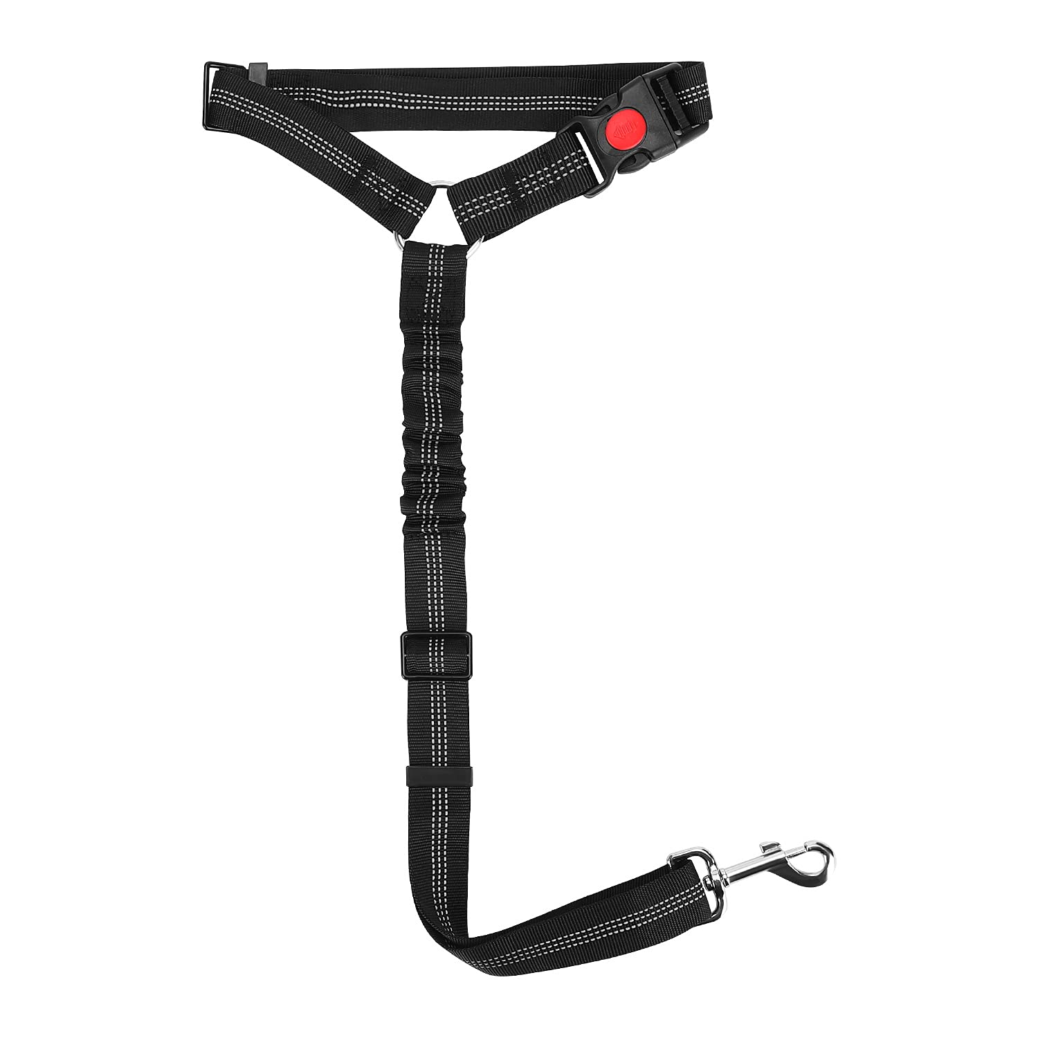 elloLife Dog Seat Belts for Car, 2-in-1 Headrest Restraint Puppy Safety Adjustable Dog Car Seatbelts and Strong Leash Leads Accessories for Dogs Cats Pets, Black