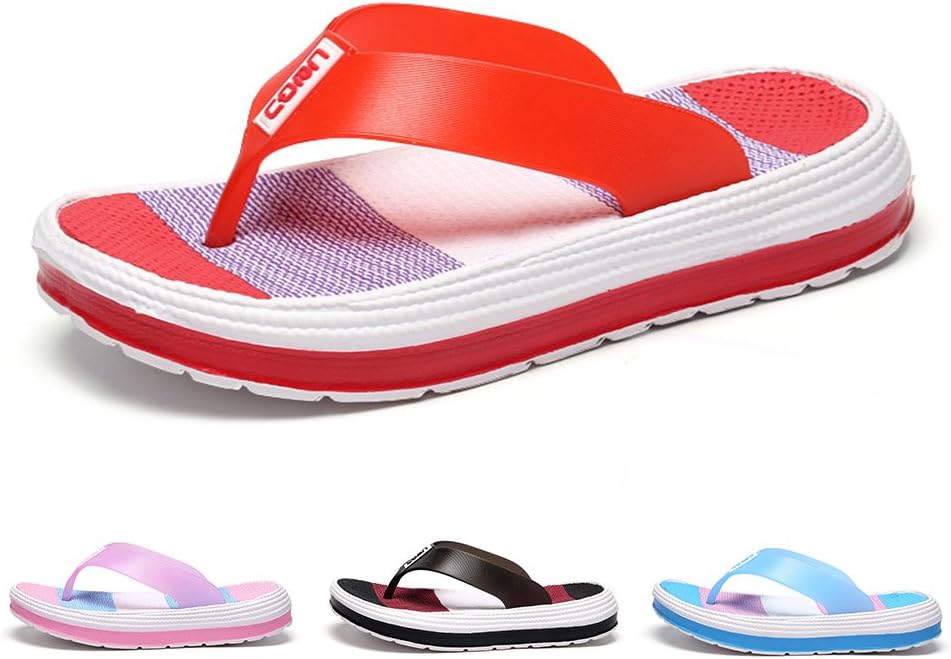 IUU Flip Flops Thong Sandals Non-Slip Slippers Beach Flip-Flops Comfort Walking Slippers (9 US Women/EU 40/25cm, Red)