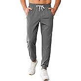 PINSPARK Men's Joggers with Zipper Pockets Stretch Lightweight Athletic Track Pants Gym Quick Dry Workout Pants for Men