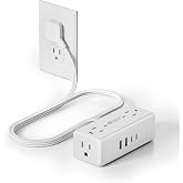 3Ft Extension Cord with Multiple Outlets, Flat Plug Surge Protector Power Strip Short Extension Cord 3 Ft, 4 Outlets & 4 USB