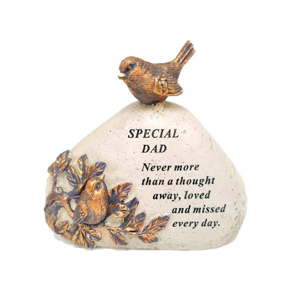 Robin Bird Memorial Graveside Plaque Ornamental Gift, Engraved with a Special Sympathetic Verse | A Personalised Remembrance Grave Decoration Stone/Sign for your Special Ones (Dad)