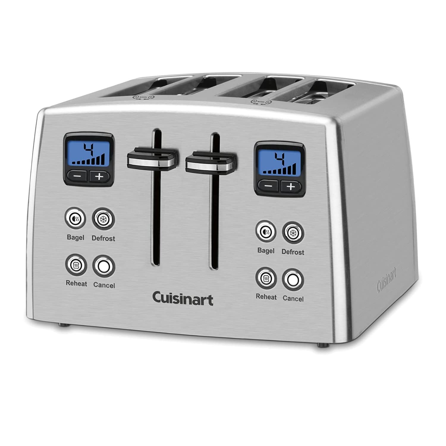 Cuisinart 4 Slice Countdown Motorized Toaster, Compact Bread Toaster with Extra-Wide Slots for Toasting Bread, French Toast, Bagels and Pastries, Defrost & Reheat Functions, CPT-435P1, Stainless Steel