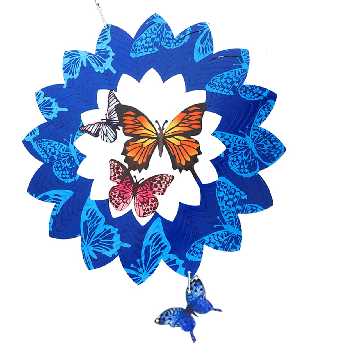 3D Wind Spinner for Indoor Outdoor Garden Decoration, Metal Hanging Garden Spinner, Garden Wind Spinners Butterfly Wind Chimes A