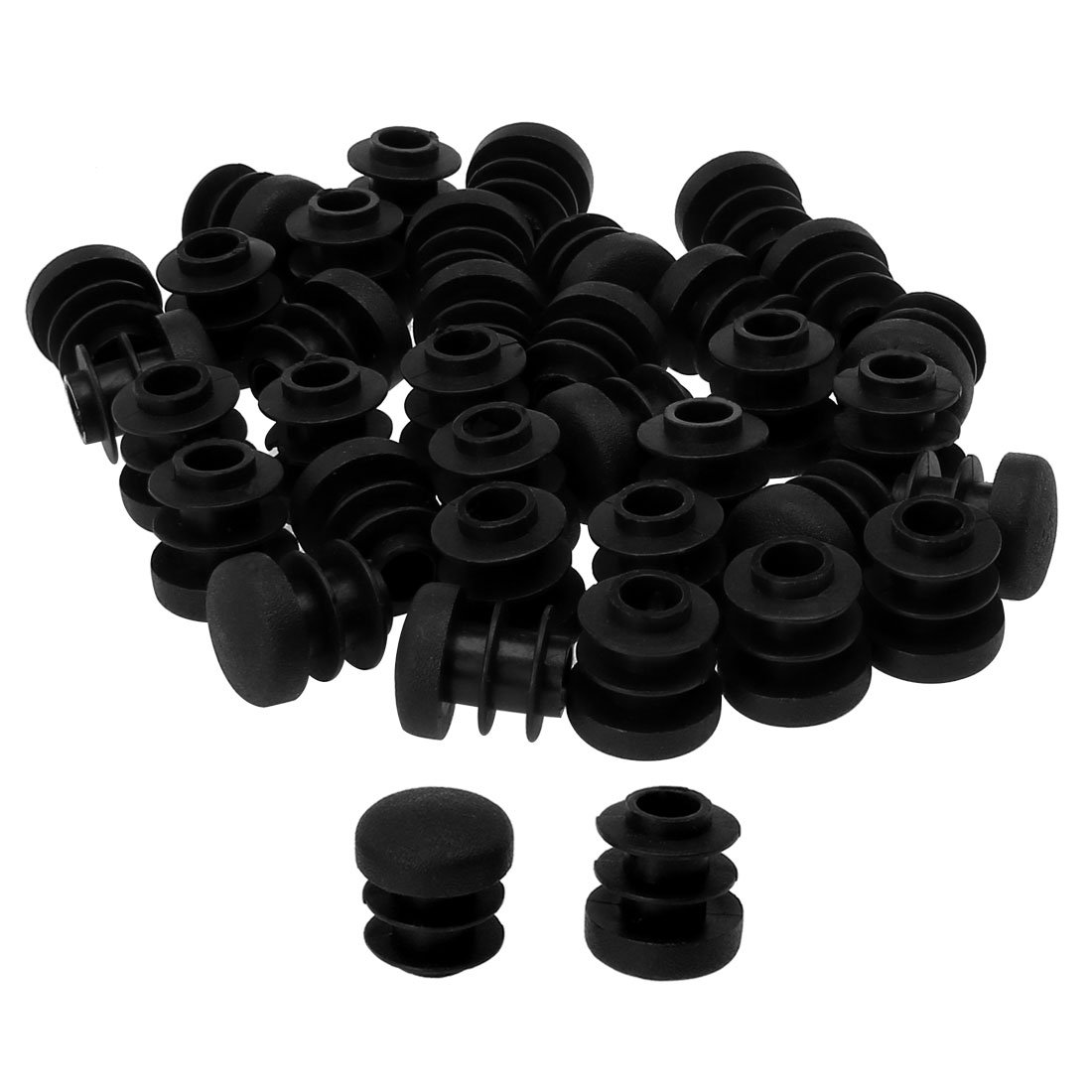 Sourcingmap 1/2" 14mm OD Plastic Round Tube Ribbed Inserts End Cover Caps 36pcs, 0.51" Inner Dia, Floor Furniture Chair Table Protector