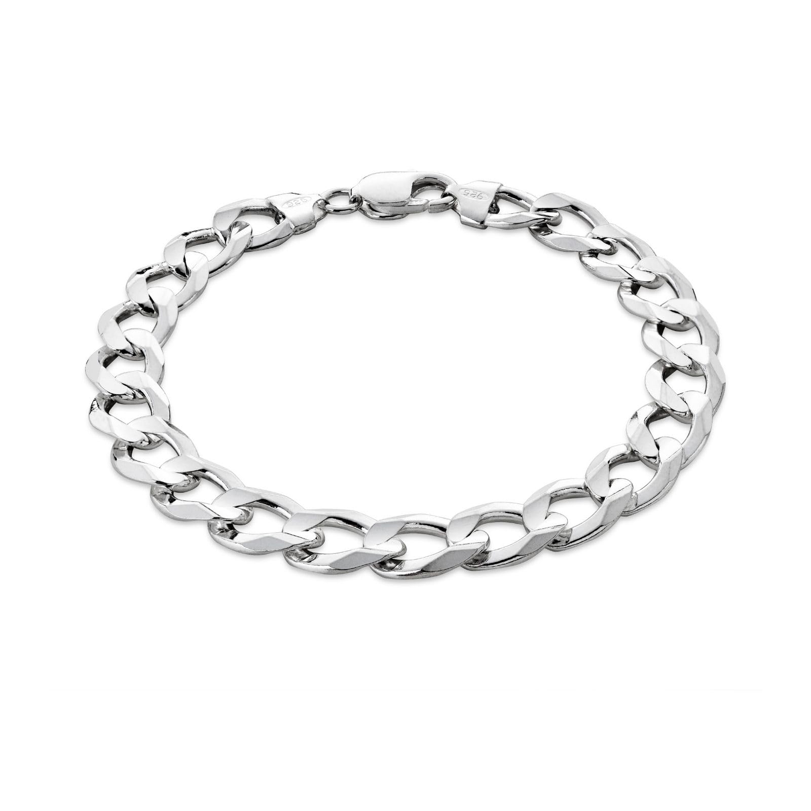 Mens Curb Chain Bracelet Crafted From 925 Sterling Silver 22 Cm With Lobster Clasp
