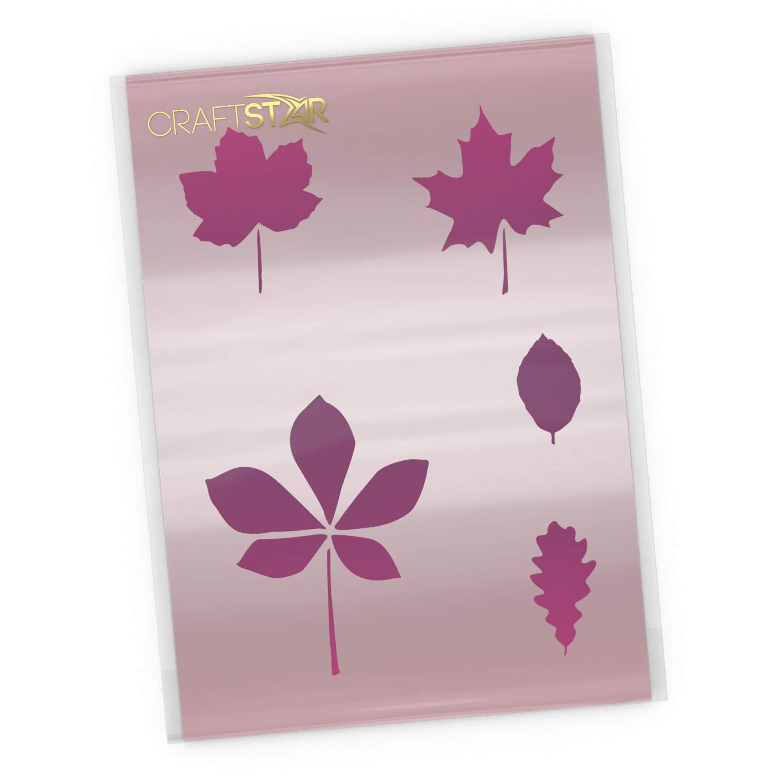 CraftStar Leaf Stencil Set - 5 Different Leaf templates on an A4 Sheet