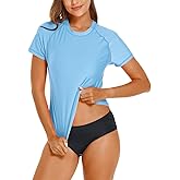 HODOSPORTS Women's UPF 50+ Rash Guard Sun Protection Swim Shirt Quick Dry Swimsuit Lightweight Short Sleeve