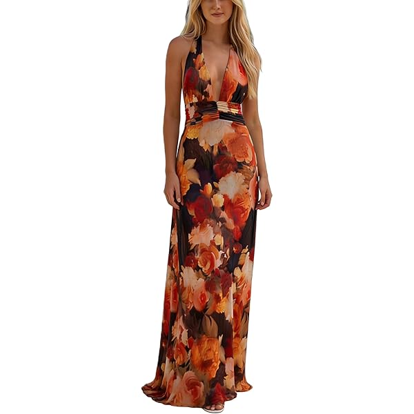 metallic cowl neck halter backless maxi dress Premium High Cowl Neck Open Back Halter Maxi Dress main image 0