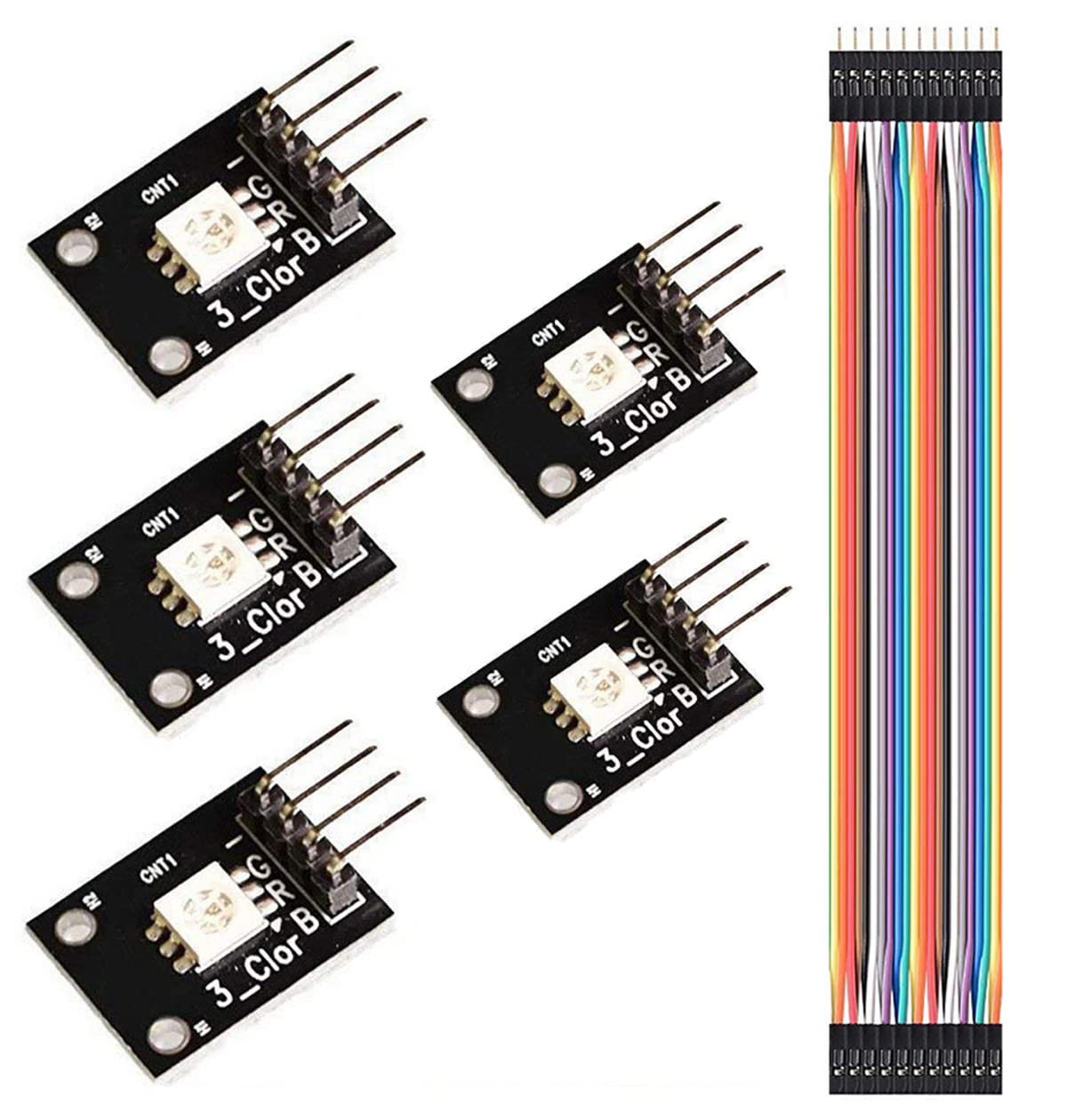 Youmile 5 Pcs SMD LED Module 3 Color Light 5050 PWM RGB KY-009 for Arduino MCU Raspberry DIY Electronic Kit Pcb Board with Dupont Cable