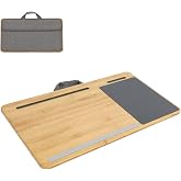 SUMISKY Laptop Lap Desk with Cushion Protable LapDesk with Handle Tablet Support Phone Holder and Mouse Pad Oversized Bamboo Laptop Stand for Sofa Fits Up to 17 Inches