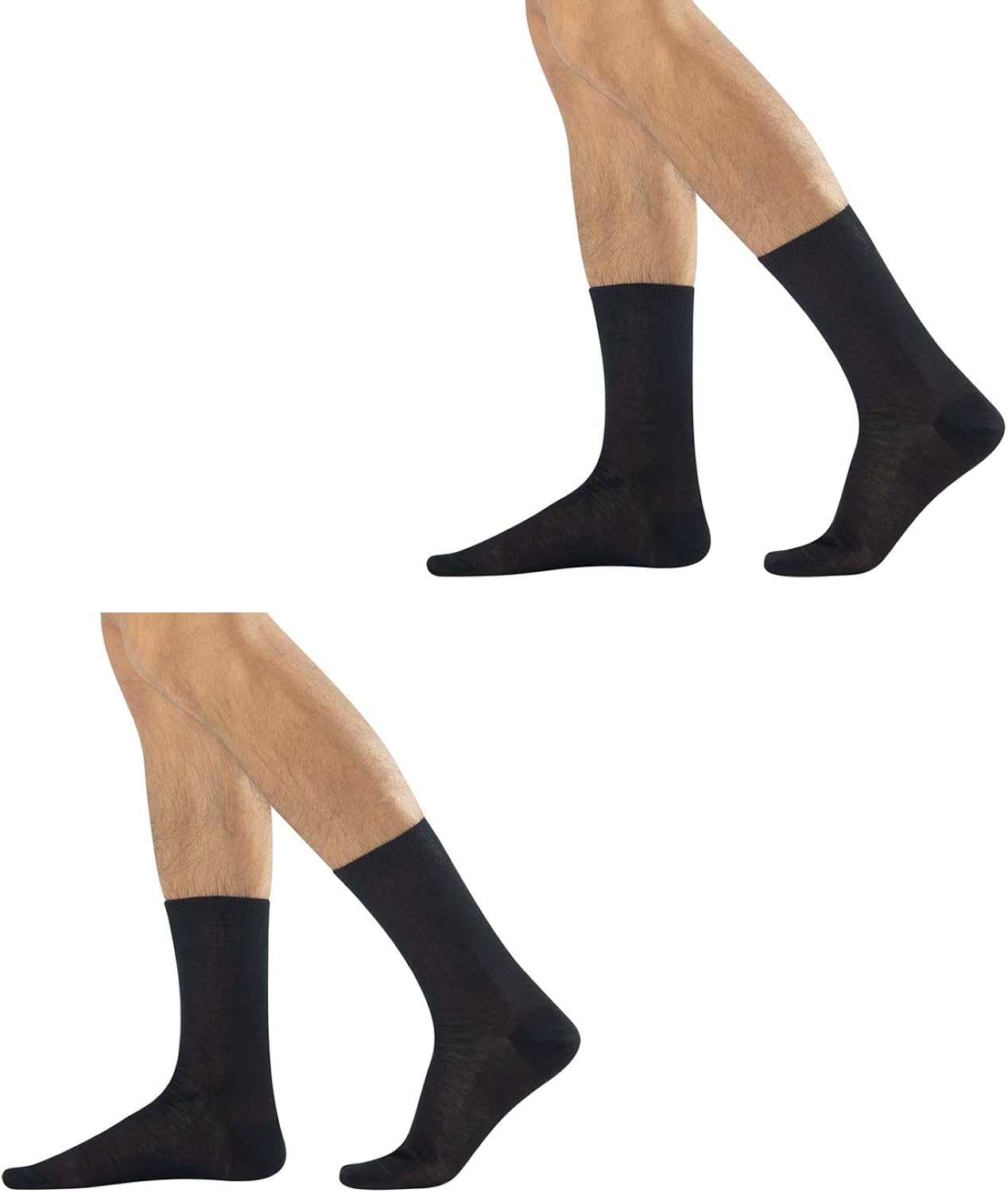 CALZITALY 2 Pairs Men Plain HalfCalf Socks Elegant Suit Socks for