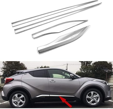 Amazon Motorfansclunb ボディサイドドアモールディングカバー 4個入り C Hr Chr 17 ステンレススチールプロテクタースリムに対応 外装 エアロパーツ 車 バイク