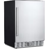 Festisoul 24" Built-in/Freestanding Beverage Refrigerator, 5.0 Cu.Ft Outdoor Rated Fridge, 180 Can Capacity, Stainless Steel, Frost-Free, Lockable, for Patio, Kitchen