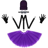 JTYKUYR 5 Pcs Halloween Costume Accessories Adult Halloween Cosplay Set with Goggles Glasses Beanie Gloves Suspenders Tutu